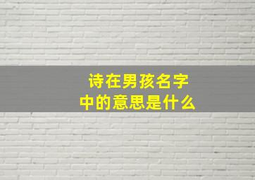 诗在男孩名字中的意思是什么