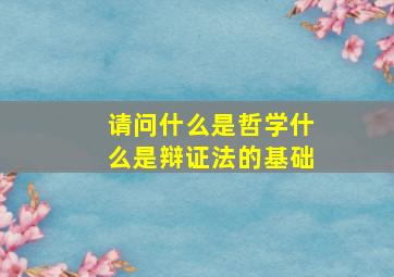 请问什么是哲学什么是辩证法的基础