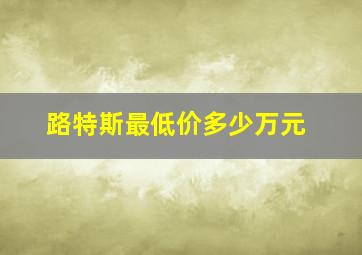 路特斯最低价多少万元