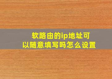 软路由的ip地址可以随意填写吗怎么设置