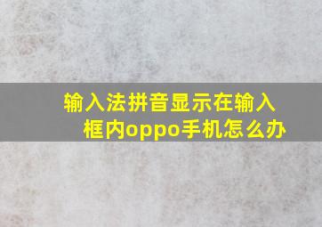 输入法拼音显示在输入框内oppo手机怎么办