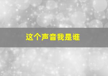 这个声音我是谁