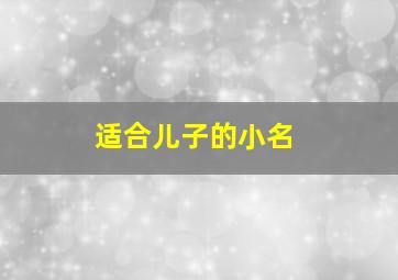 适合儿子的小名