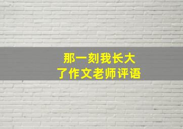 那一刻我长大了作文老师评语