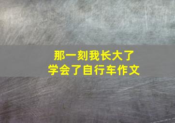 那一刻我长大了学会了自行车作文