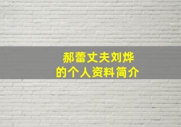 郝蕾丈夫刘烨的个人资料简介