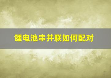 锂电池串并联如何配对