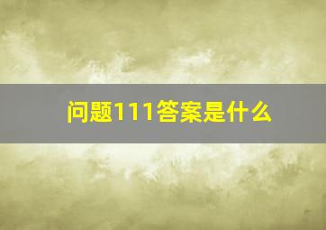 问题111答案是什么