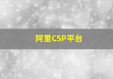 阿里CSP平台