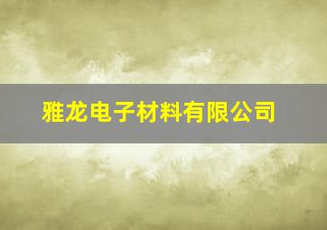 雅龙电子材料有限公司