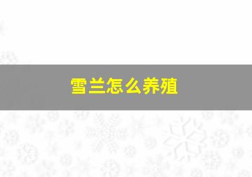 雪兰怎么养殖