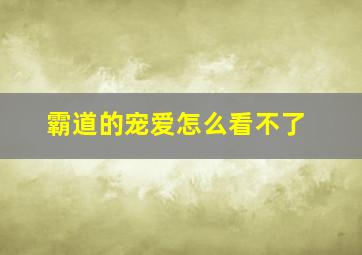 霸道的宠爱怎么看不了