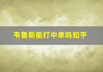 韦鲁斯能打中单吗知乎