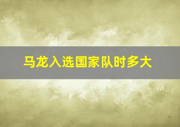 马龙入选国家队时多大