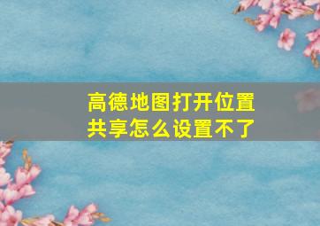 高德地图打开位置共享怎么设置不了