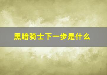 黑暗骑士下一步是什么