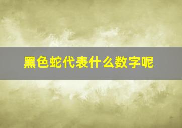 黑色蛇代表什么数字呢